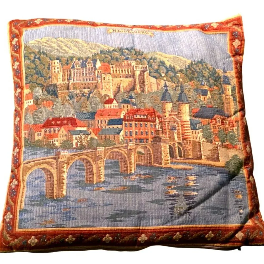 Tapestry Pillow Heidelberg Scenic Cover With Zipper Closure 17x16 Inches Decorat